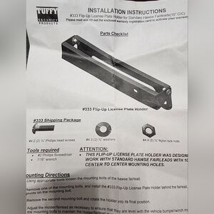 Tuffy #333-01 flip-up license plate bracket for fairlead winch